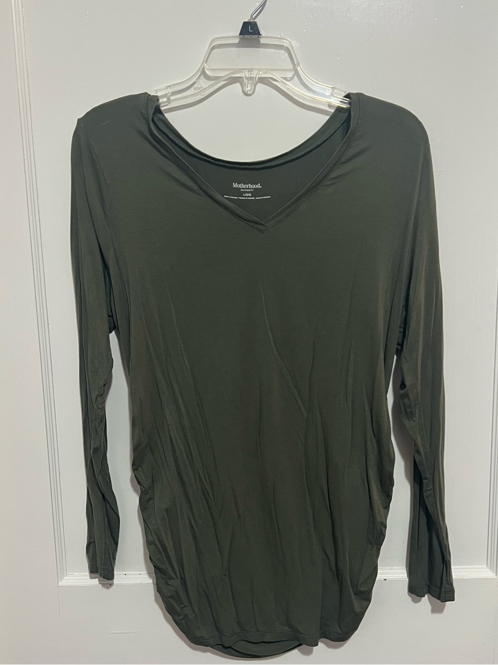 Motherhood Olive V-Neck Long Sleeve Maternity Top